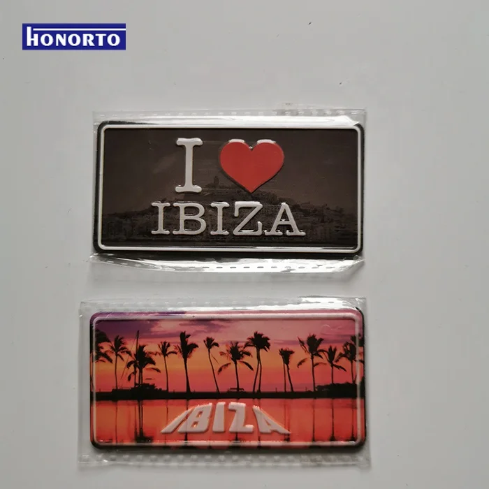 Factory Customized Island Name Souvenir Promotional Metal License Plate IBIZA Fridge Magnet