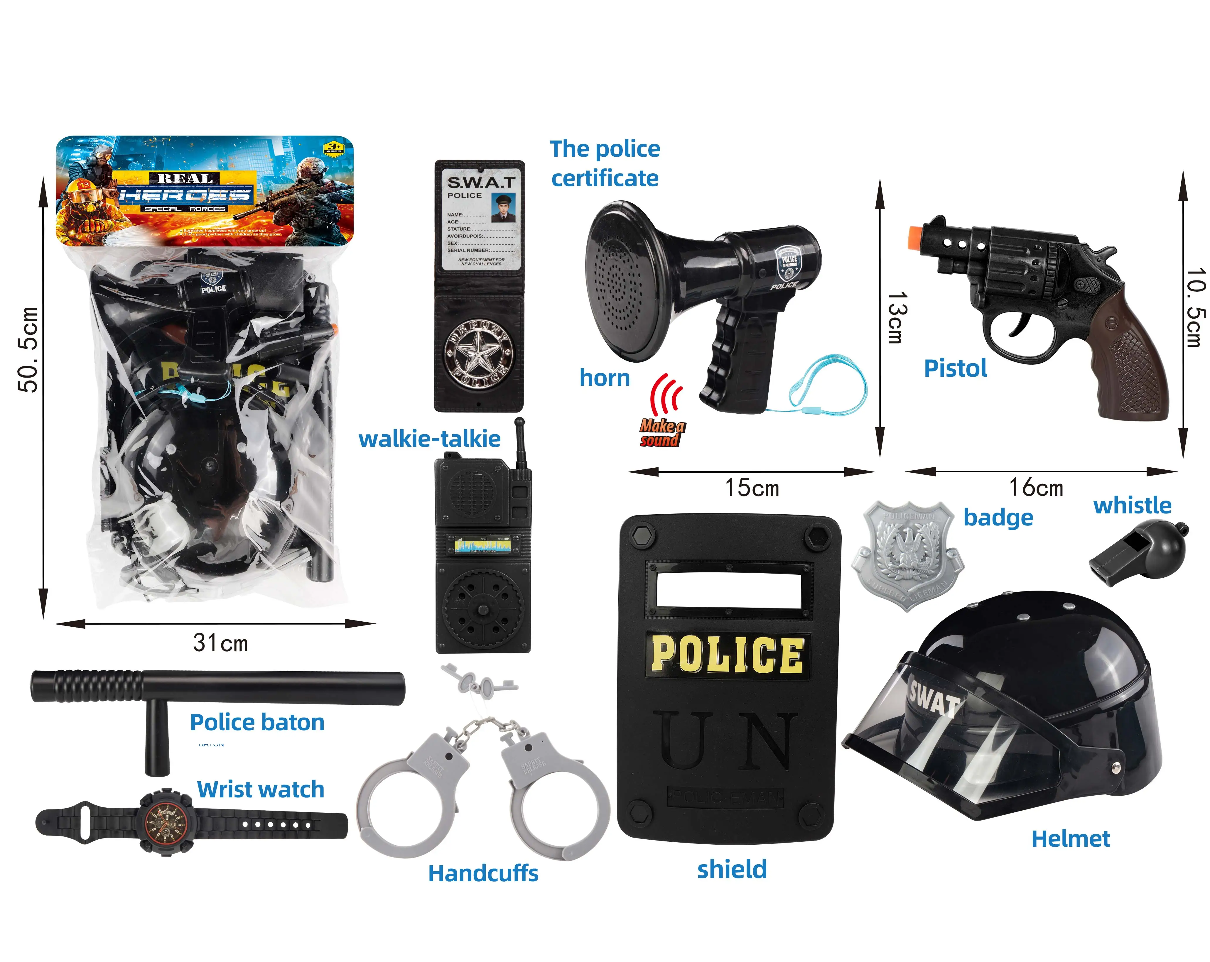 SL Role Playing Game Police Gun Set Kids Pretend Play Early Education Toys With Vest And Gun