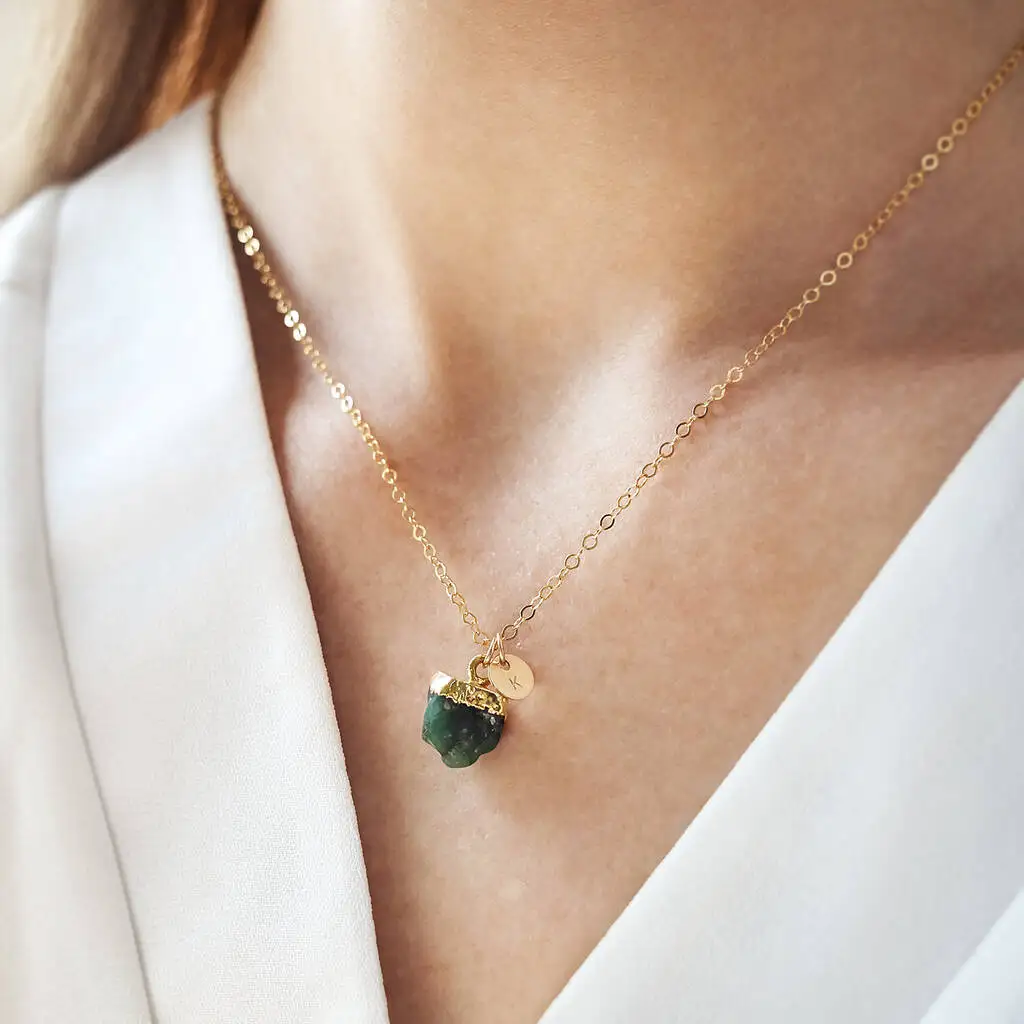 Personalised may green birth stone necklace Emerald May Birthstone Necklace 925