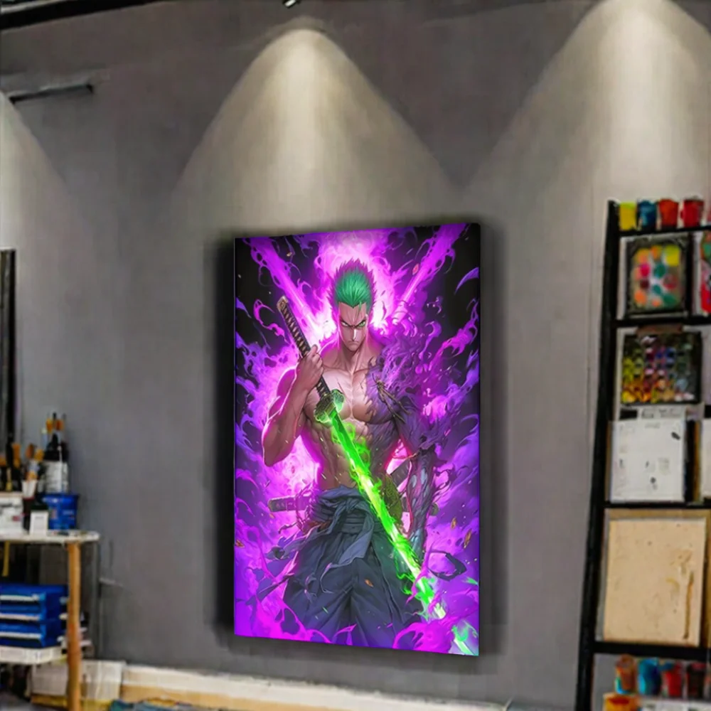 Luffy  Led Decorative Light Painting Lamp Anime One Zoro Three Color Light Glowing Photo Frame luminous Hanging Poster