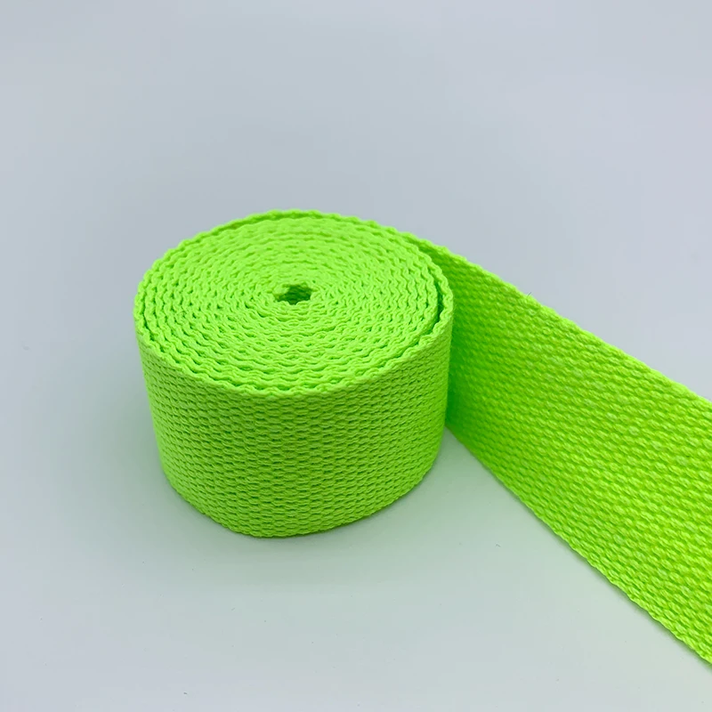 Wholesale colorful polyester cotton webbing 2cm 2.5cm 32mm 3.8cm 5cm solid color canvas webbing for bag strap