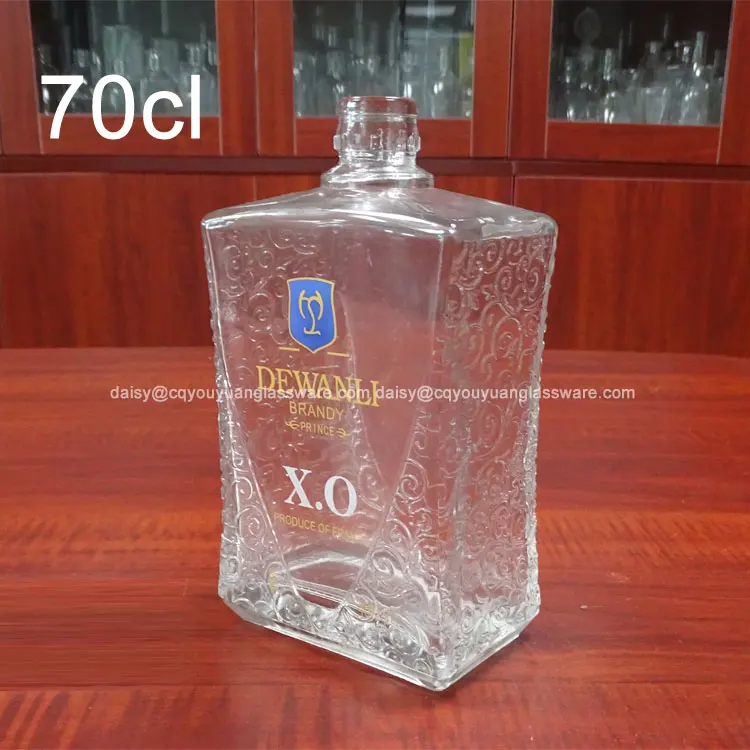 700ml engraved logo glass XO VSOP bottle for brandy