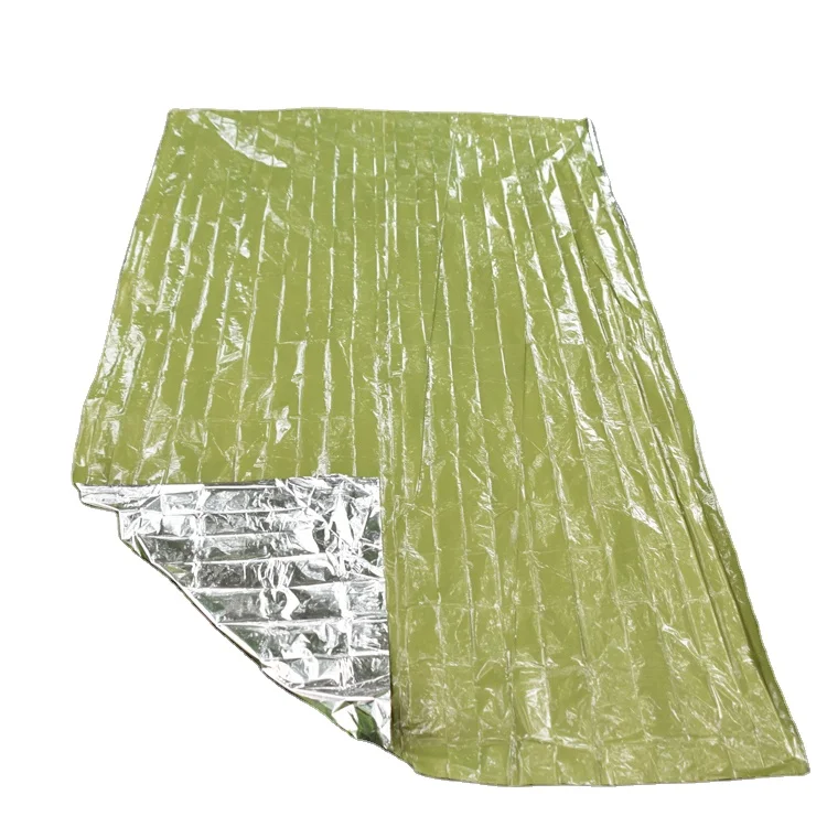 Durable 26microns PE dark green olive survival emergency blanket