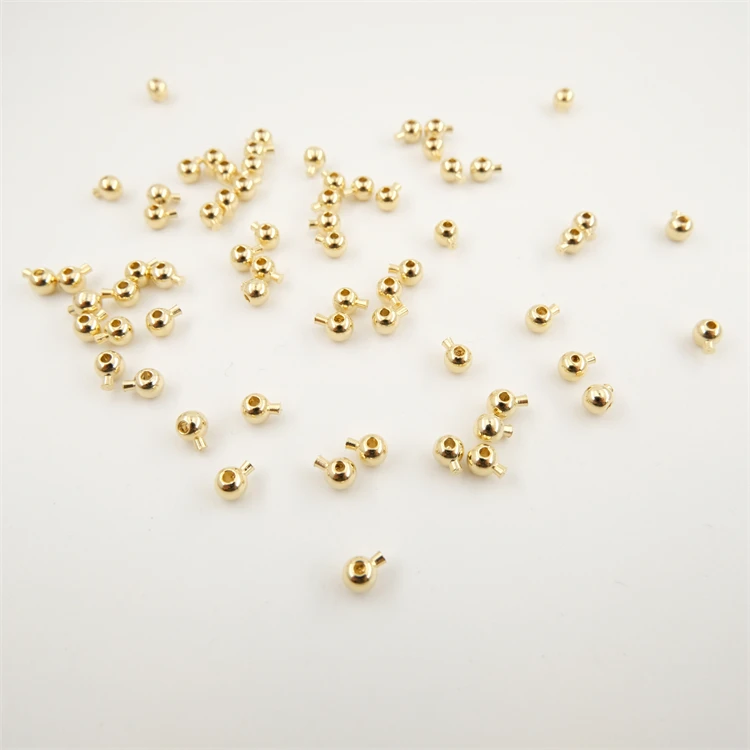 200PCS Gold Plated Beads Round 14k 18k Filled Flat Bead
