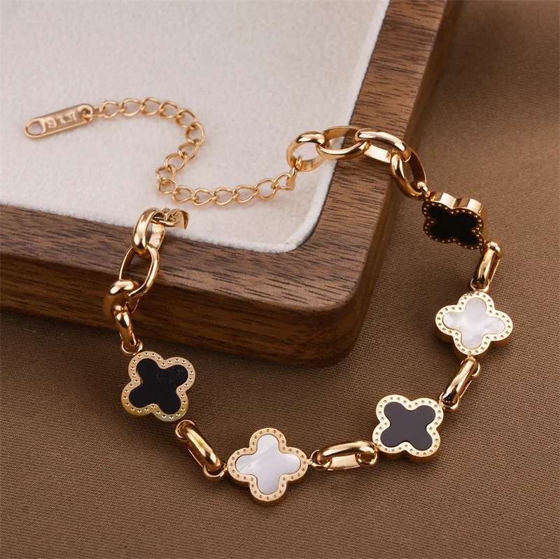 Four-leaf Clover Bracelet For Women Men New Design High-end 18k Gold Plated Clavicle Chain