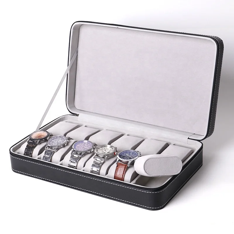 Factory Wholesale 12 Slots Watch Travel Box Leather Display Case Organizer Pu Leather Watch Boxes