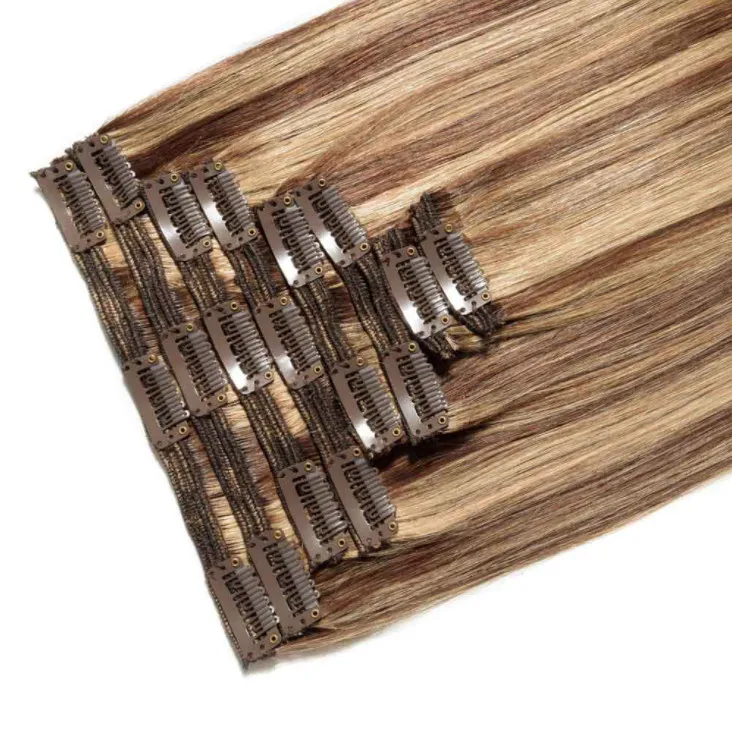 
Real hair wigs set wig female straight hair piano color eight-piece set hairpiece clip Real human hair extension in stock 