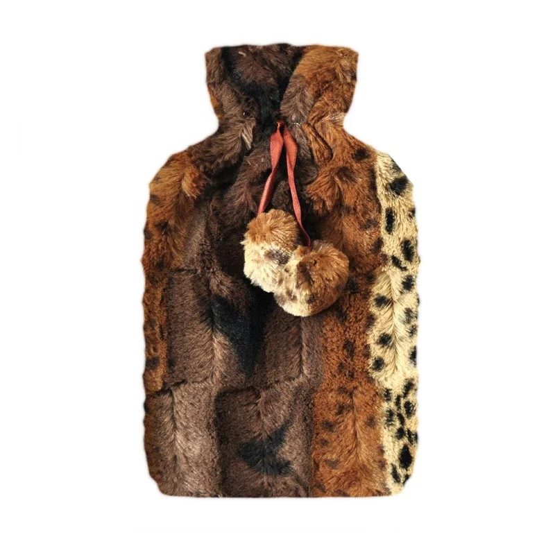 wholesale custom plush fur soft rubber hot water bag hot water bottle 2 liter cover