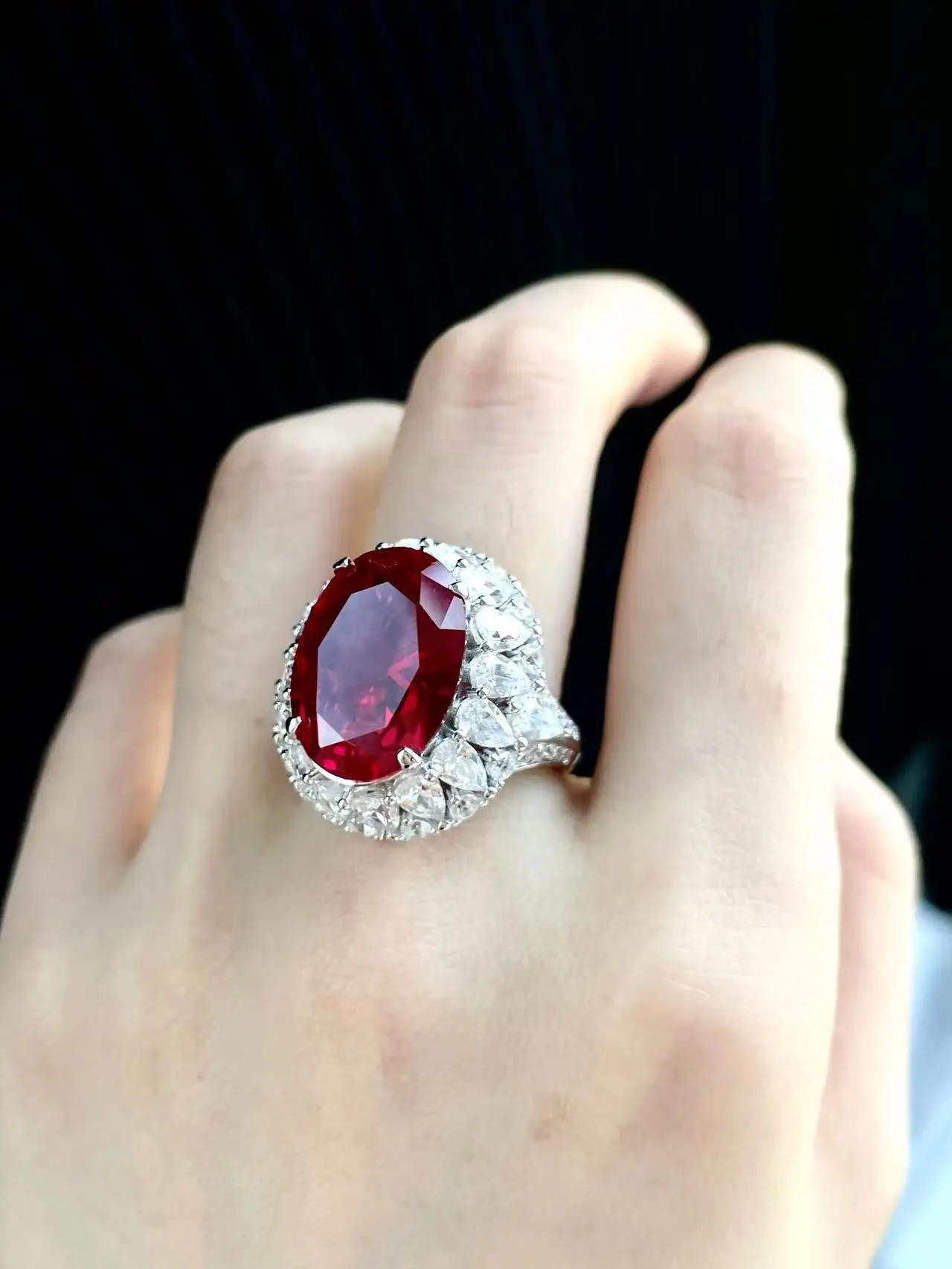 High Quality Red Gemstone Custom 925 Sterling Silver Ring fine jewelry women wedding ruby rings