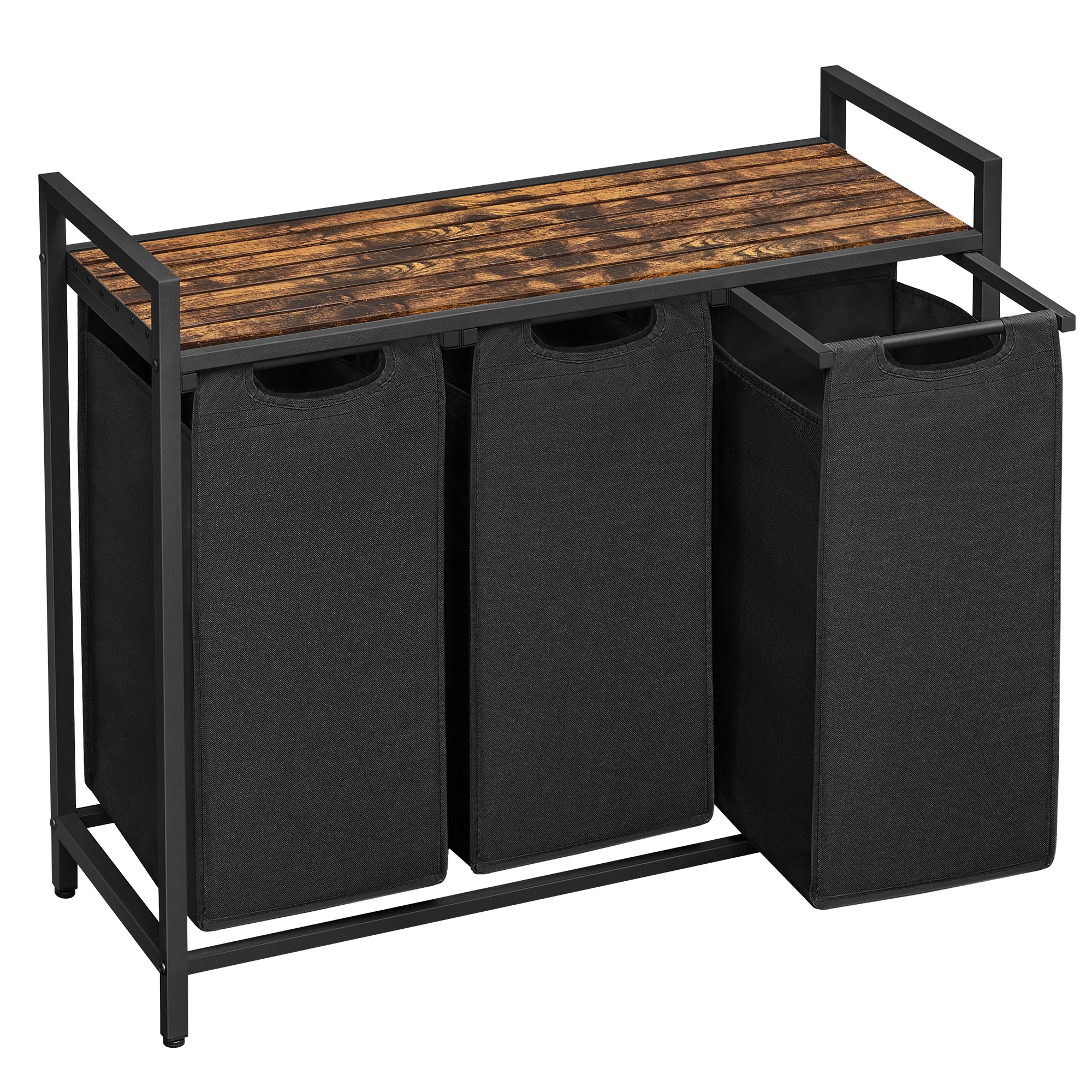 VASAGLE Waterproof Metal Durable Dirty Clothes Storage Vertical Laundry Sorter Laundry Hamper with 3 Compartment