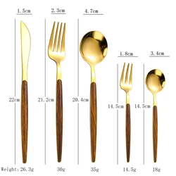Hongda 430 Flatware Spoon Fork Knife Stainless Steel Wooden Plating Handle Cutlery Set