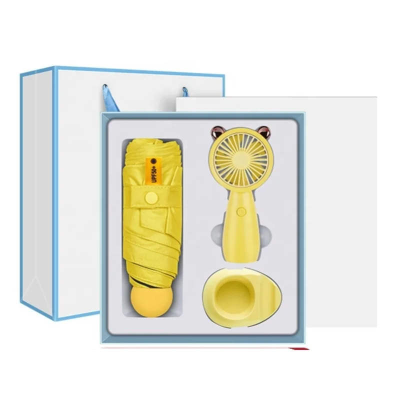 Paper Gift Box Marketing Promotional Gift Promotional Umbrella Mini Fan Power Bank 3 in 1 Promotional Gift Sets Corporate Items