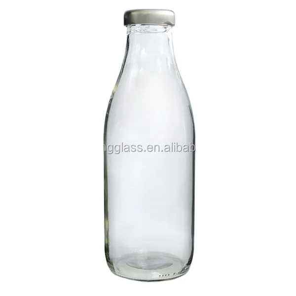 1 Liter Clear Screw Top Glass Beverage Bottle for Juice and Milk