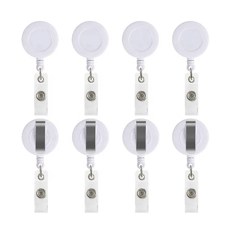 White Retractable Badge Reel Holder Medical Nurse Blank Yoyo ID Clip