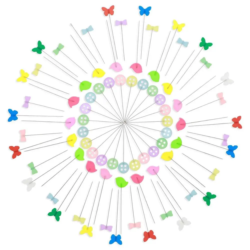 
Wholesale 500 Pcs Flat Button and Flower Head Pins / Straight Pins / Quilting Pins with Cases 