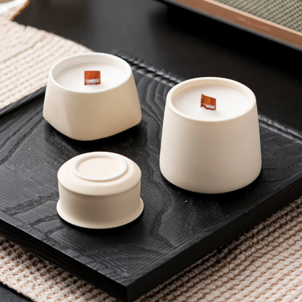 2Oz 4Oz 6Oz Ceramic Candle Vessels Matte White Candle Jar Empty Candle Jar With Luxury Box