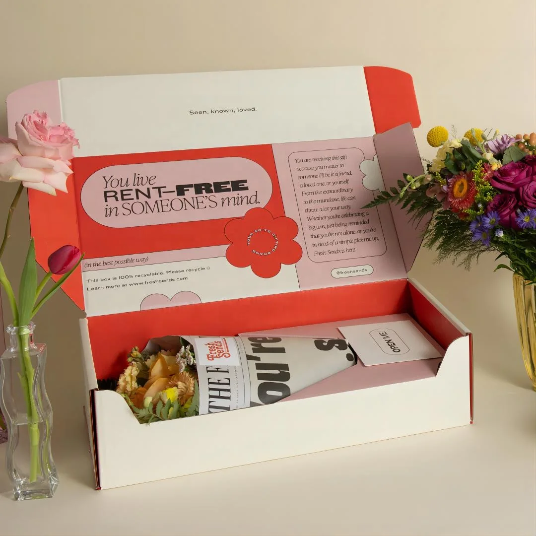 Wholesale Custom Logo Cheaper Roses Flower Large Shipping Mailer Box Flower Corrugated Cardboard Packaging Box