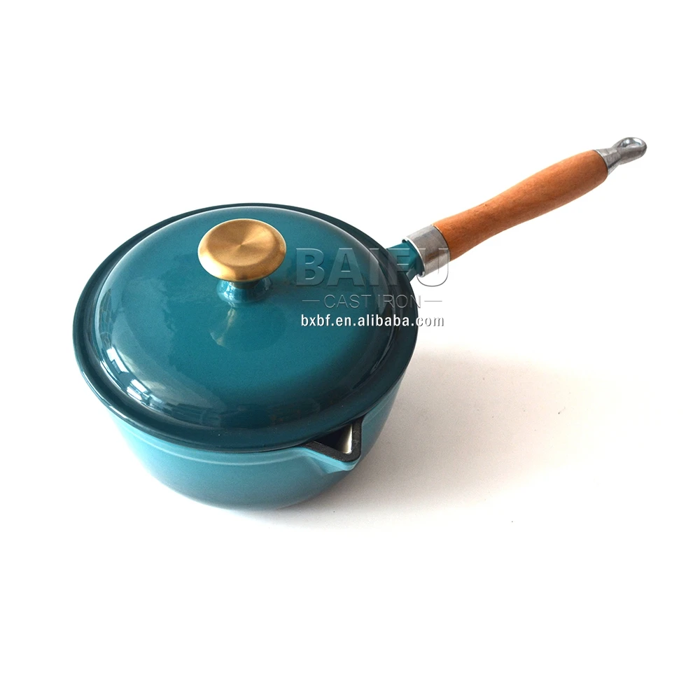 17/19/21cm Factory Supply Enameled Cast Iron Sauce Pan Saucepan with Lid Enamel Cast Iron Sauce Pot Milk Noodle Soup Pot Saucier