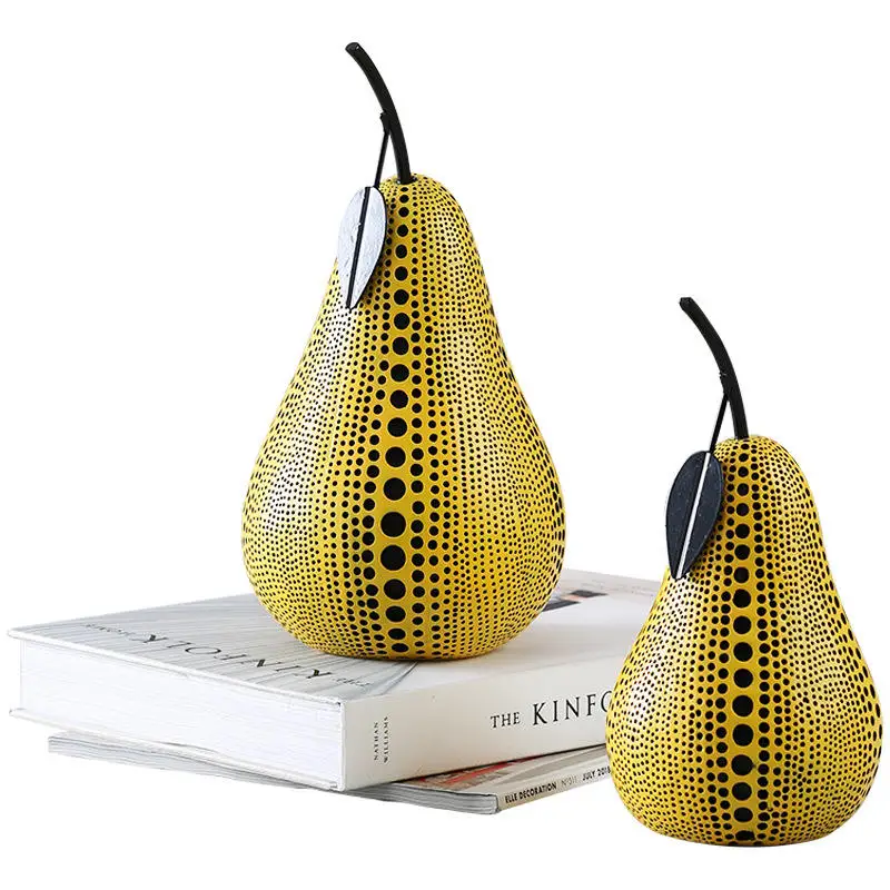 Sell like hot cakes Resin Crafts Yellow Spot Pear Apple Fruit Sculpture Pumpkin Statue for Living Room Decor