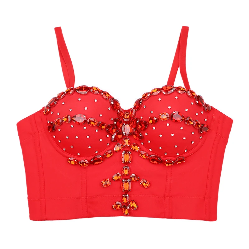 High Quality Colorful Club Strap Sexy Diamond Chest Corset fashion corset for women