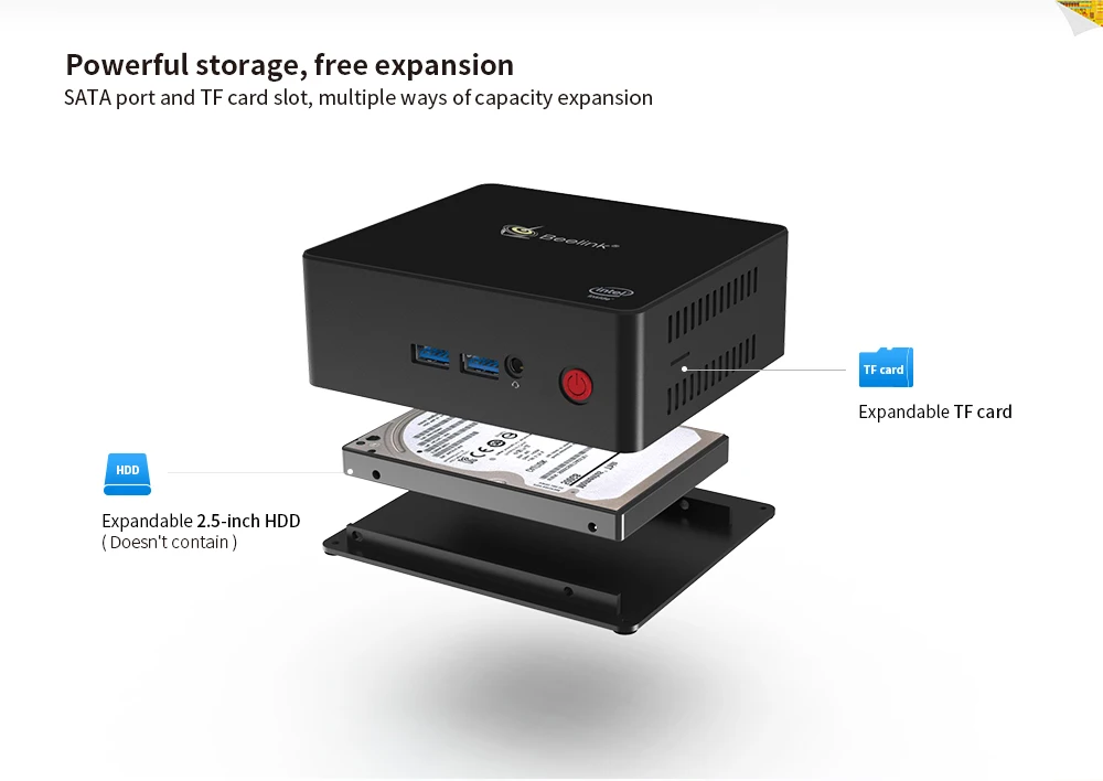 Beelink Мини ПК X55 Intel Gemini Lake Pentium J5005 Поддержка 2 4G/5 8G Wifi 8GB512GB PC Box