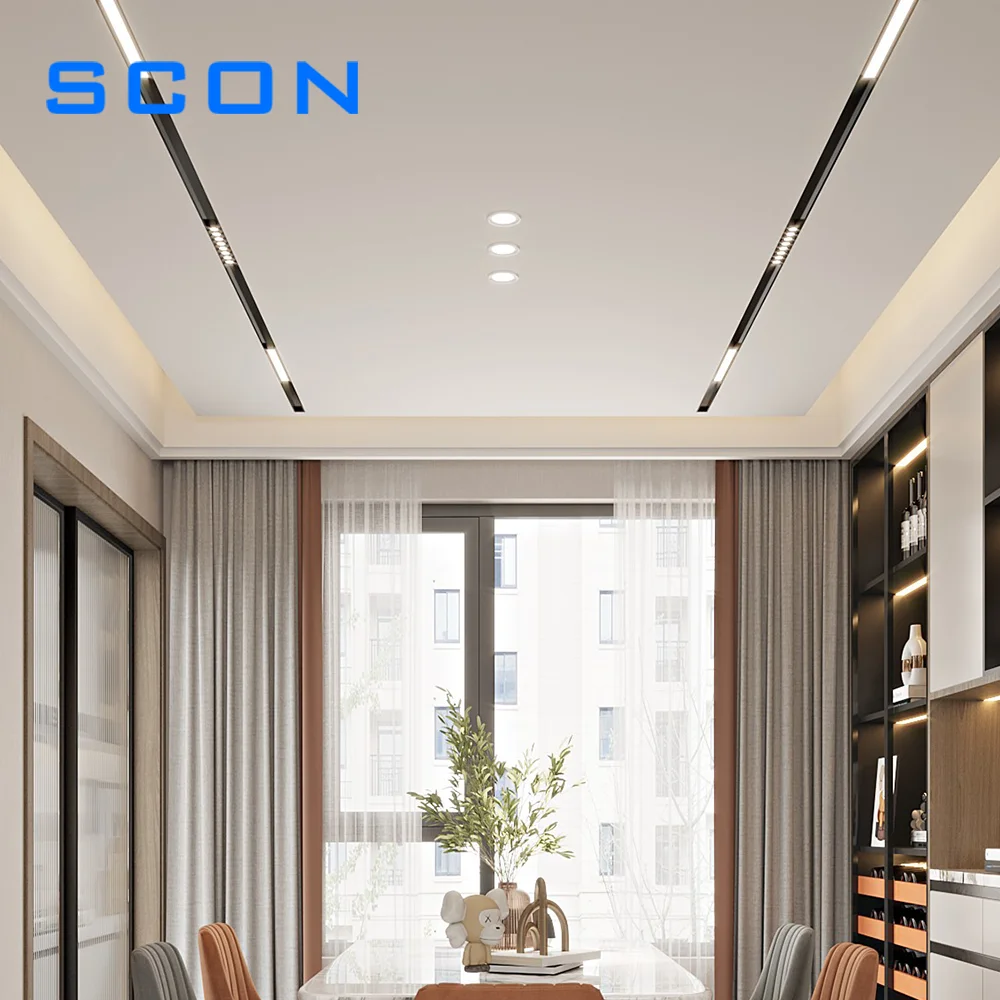 SCON LED Magnetic Track Light Aluminum Modern Lighting  Indoor Black Track Rail  Track Lighting System 5W 7W 10W 15W 30W