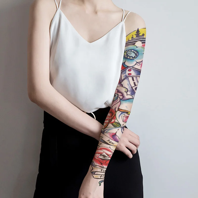 Custom Large colour Temporary Tattoos Full Arm Temporary Tattoo Sleeve for Men and Women Fake Large 3D Tatoo Stickers