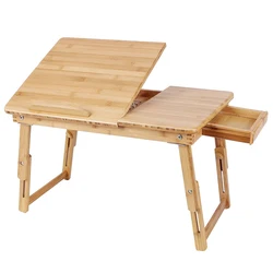 Laptop Desk Table Adjustable Bamboo Foldable Breakfast Serving Bed Tray