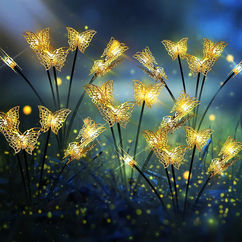 2024 Solar Lights Outdoor Garden for Lawn Yard Walkway Butterfly Shaped 4Pack for Patio Pathway Outside Decoration