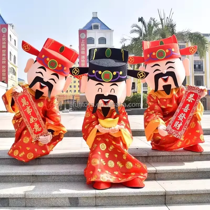 Efun 2025 chinese new year fu lu shou God of Fortune Mascot Costume adult Chinese new year God of Fortune mascot costume