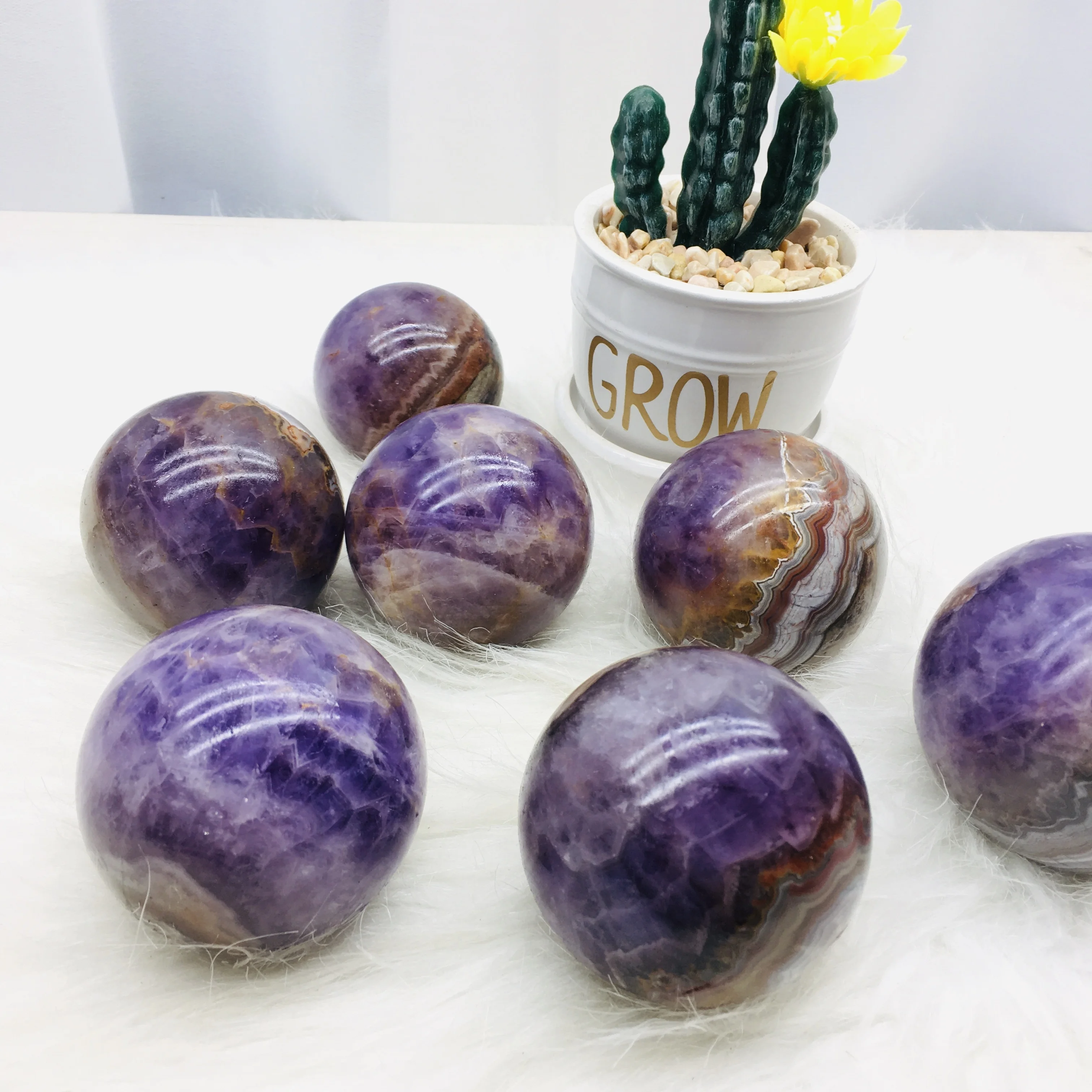 Wholesale natural Crazy Lace Agate Sphere healing Mexico Agate Amethyst Sphere For Decoration