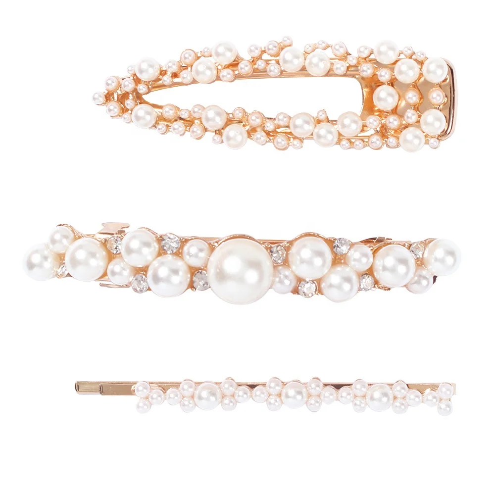 Factory supply Sample Free hair clips gold pearl hair pins for women