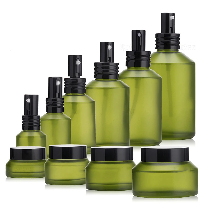 60ml 120ml 200ml Clear Slanted Shoulder Bottle Lotion Glass 300ml Olive Green Spray Bottle
