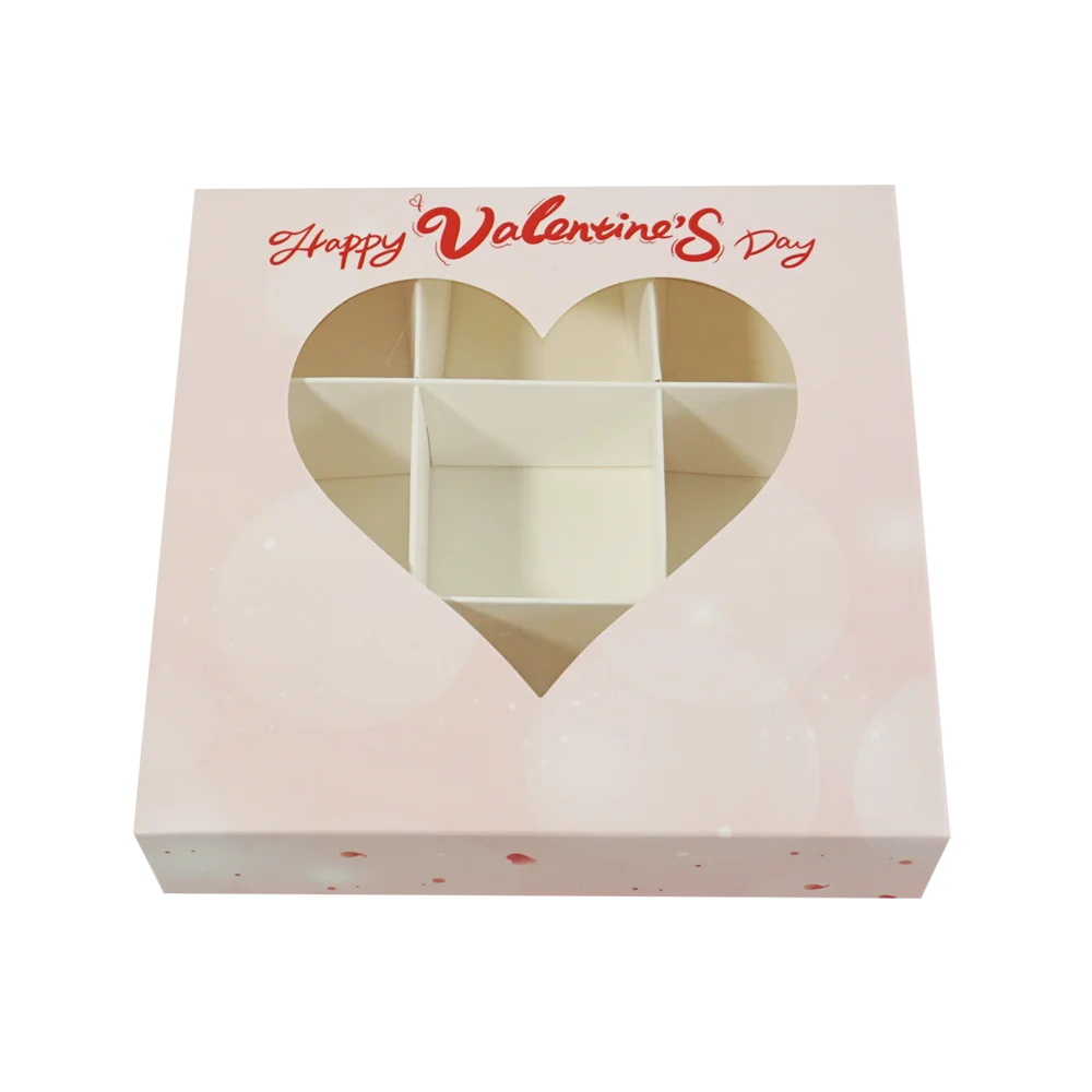 Insert Box Rose Pattern Chocolate Candy Dessert Packaging Box Pink Gradient with Window 9 Grid Food & Beverage Packaging Accept