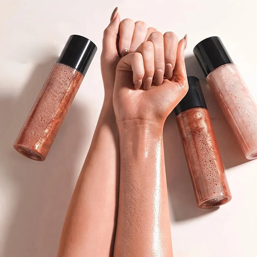 Waterproof Makeup Body Face  Luminizer Bronzer Liquid Highlighter Spray With Private Label