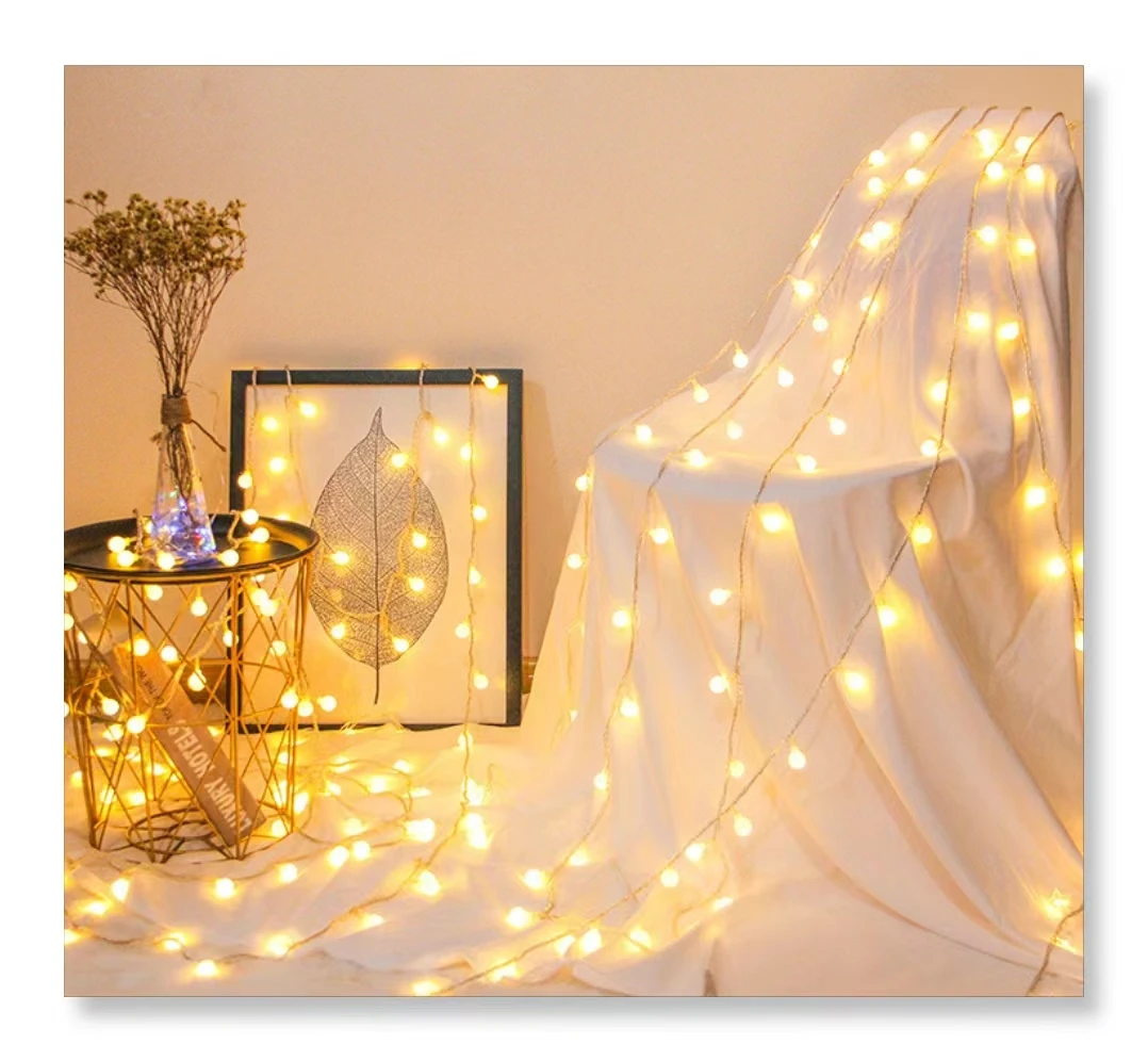 LED Ball String Lights for Outdoor Wedding Garden Camping Decorations with AC/DC/Battery Power Supply Options