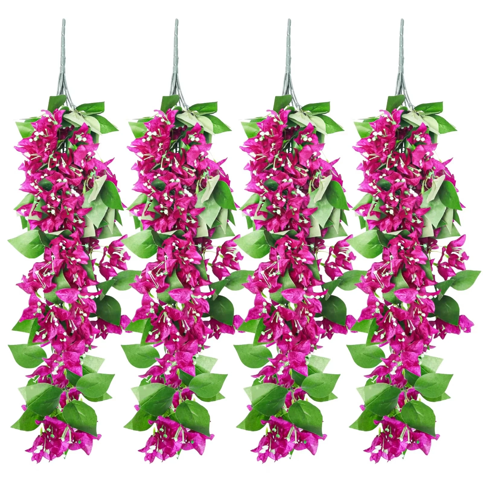 Faux Silk Red Bougainvillea Long Vines Stems Realistic Fuchsia Artificial Hanging Plants Flowers