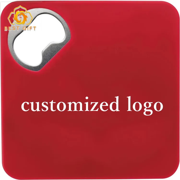 Function custom Logo colorful square Shape Bottle Opener coaster