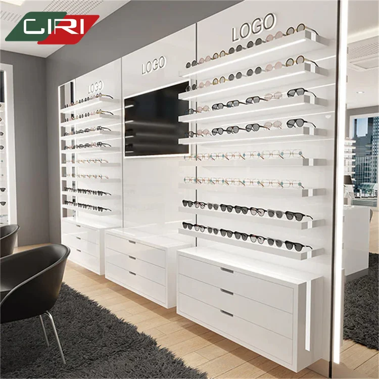 CIRI Wall Mount Glasses Display Cabinet Display Rack Wood Glasses Display Case for Retail Optical Shop