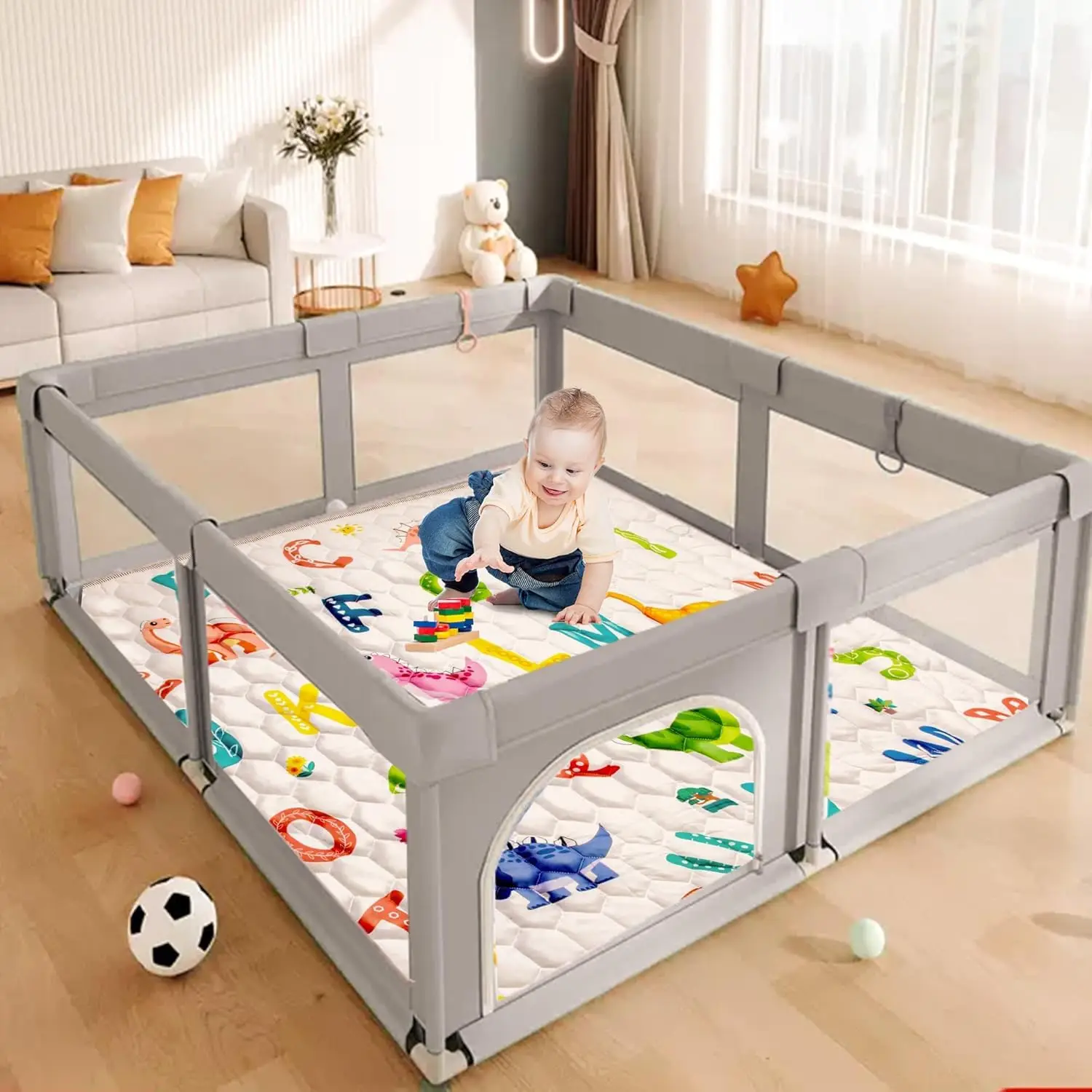 Cotton Floor Rug Kids, Cotton,Foldable Crawling Mat for Floor,One-Piece Crawling Mat Non Slip Play Cotton Mat