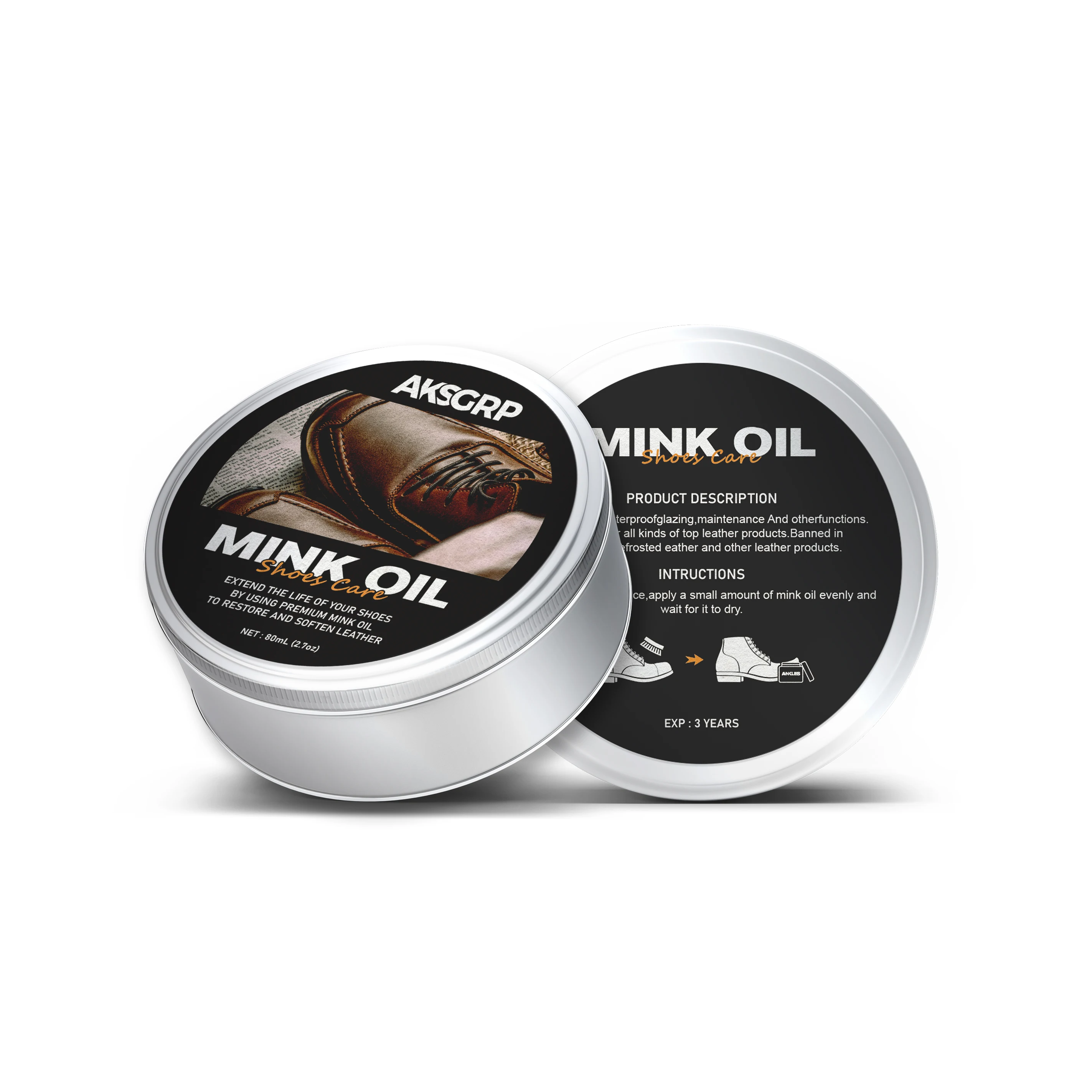 AKSGRP 30ml Leather Shoes Polish Cream Mink Oil for Leather