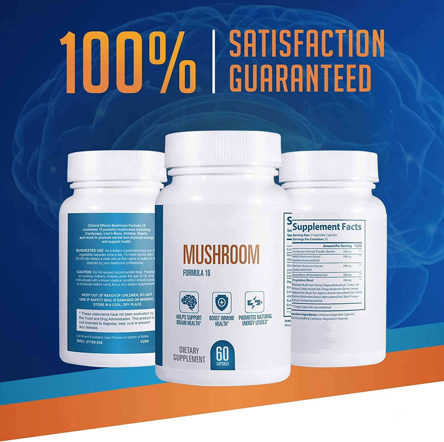 Support OEM Service Natural Mushroom Complex Capsules for Nootropic Supplement and Immune System