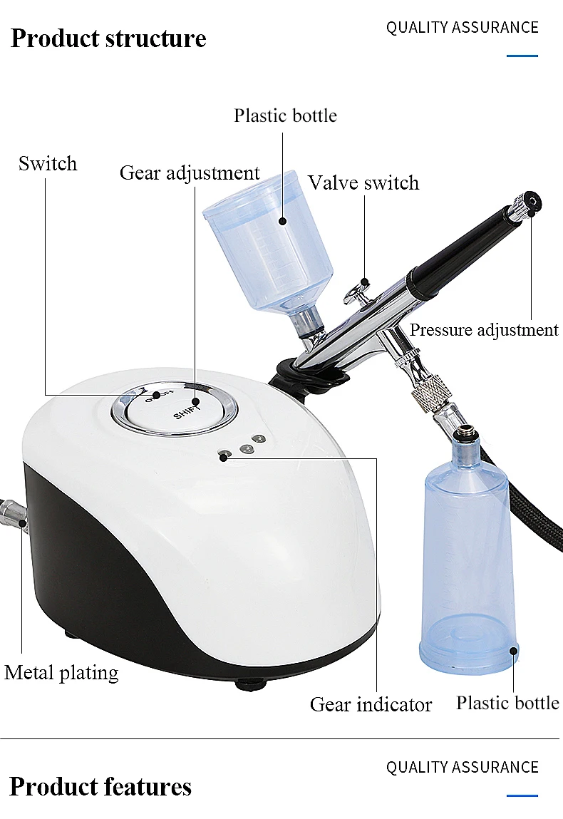 BS-103 Oxygen Jet Compressors Foundation Beauty Portable Mini Face Airbrush Makeup Machine Oxygen Cordless