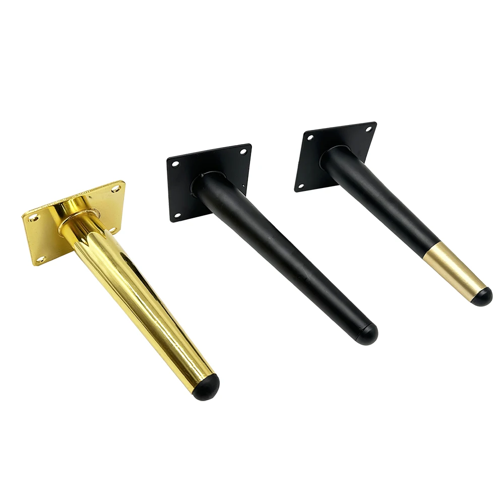 Modern Custom Iron Furniture Fitting Chrome Sofa Legs Tapered Metal Leg Bed Feet Gold Cone Shape Golden Sideboards Feet Base