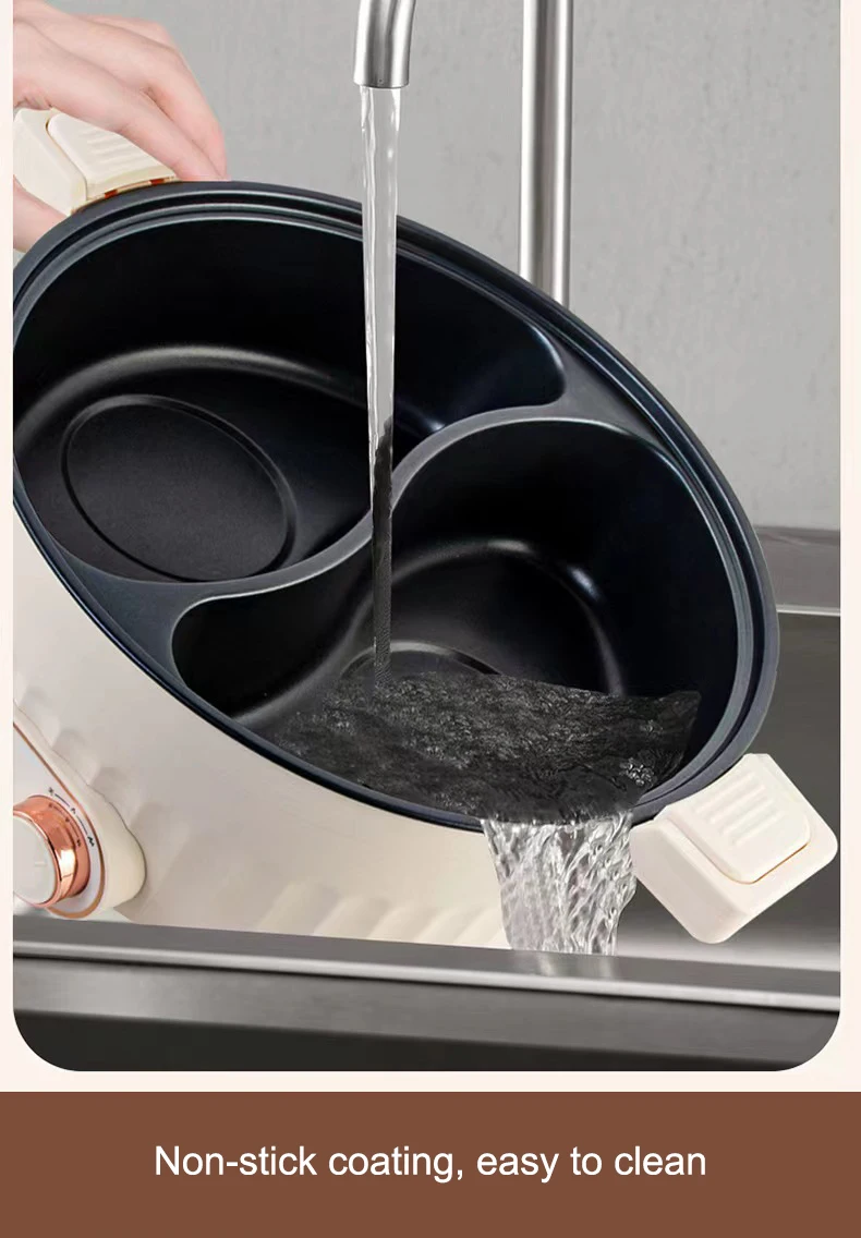 New Product 6L Big Capacity Multi functional Non Stick Coating 1400 W Electric Cooking Pot With Knob Control