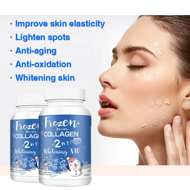 Frozen collagen whitening detox capsule L-glutathione Marine Collagen Vitamins Skin Brightening pills Hair nails smooth capsules