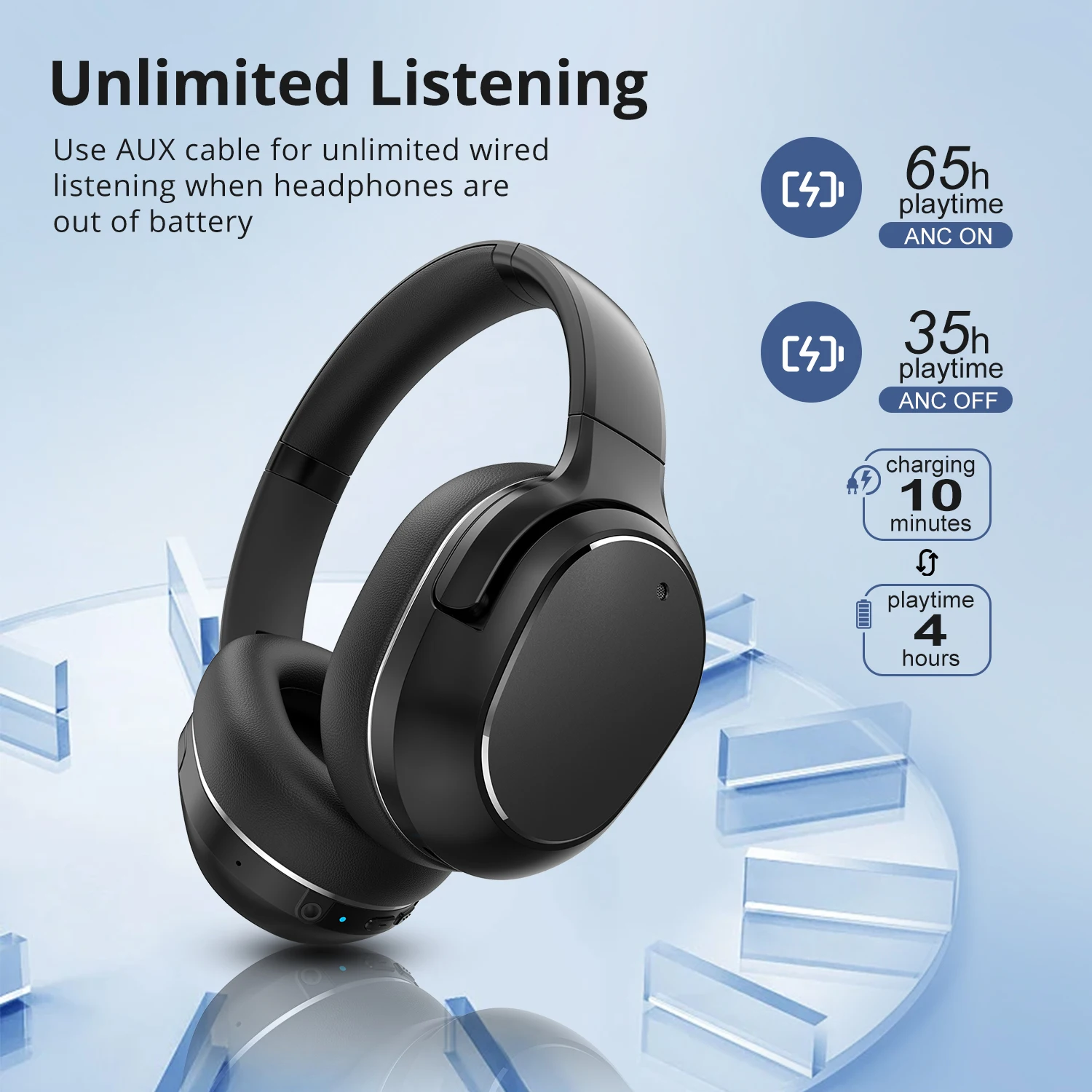 High Quality BT 5.1 Waterproof Wireless Headphones Noise Cancelling Headphones for Music