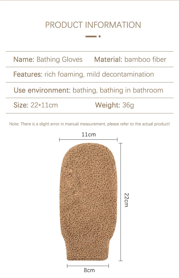Eco-Friendly Bamboo Fiber Bathing Gloves Gentle Shower Scrubber for Body with Soft Feel Deep Cleaning Bath Gloves