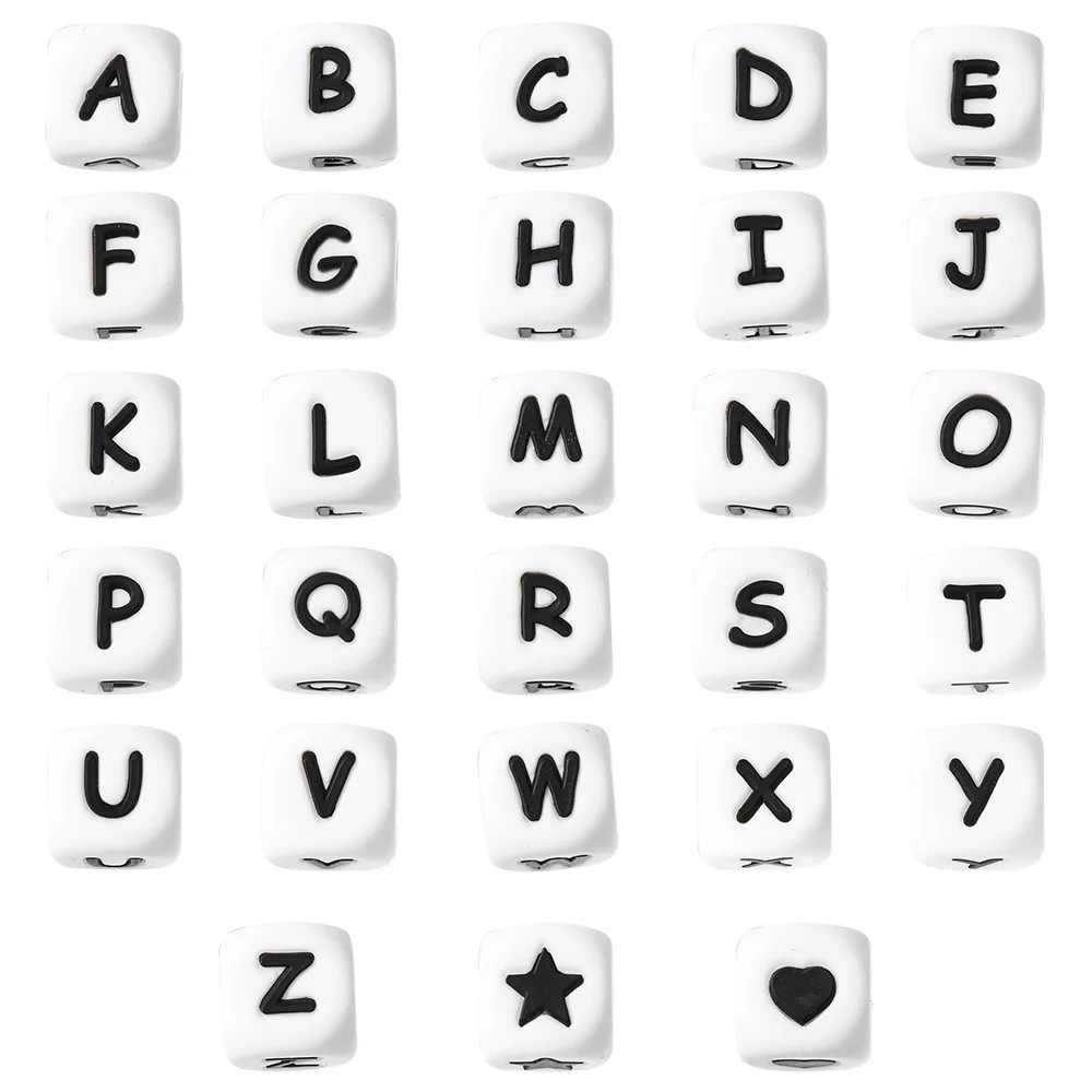 12mm Baby Products 26 Silicone English Letter Beads Diy Baby Name Pacifier Chain Teether Accessories