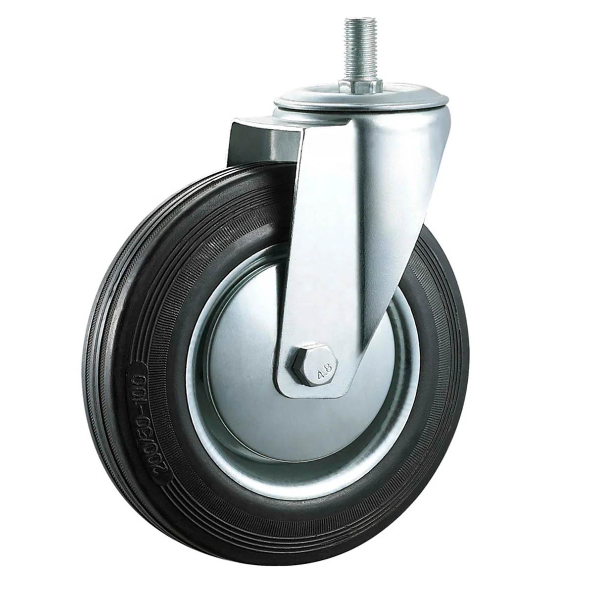 Casters Swivel Locking Wheel Castor Manufacturer Industrial Rubber Threaded Stem Type Heavy Duty Rubber 6 Inch Roller Bearing